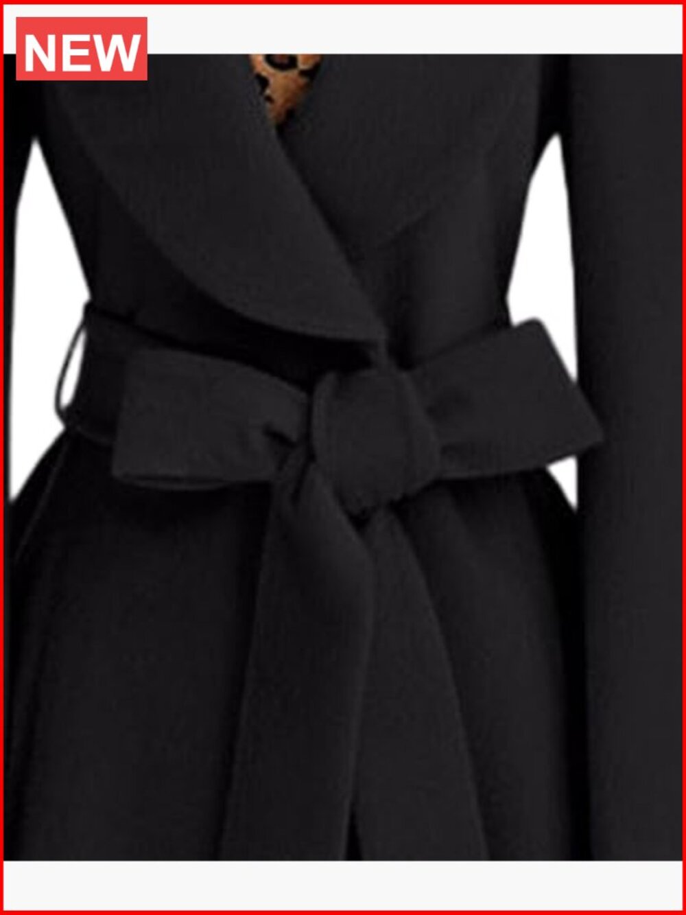 Double Breasted Wool Blend Peacoat with Peak Lapels and Belt - Picture 2 of 3